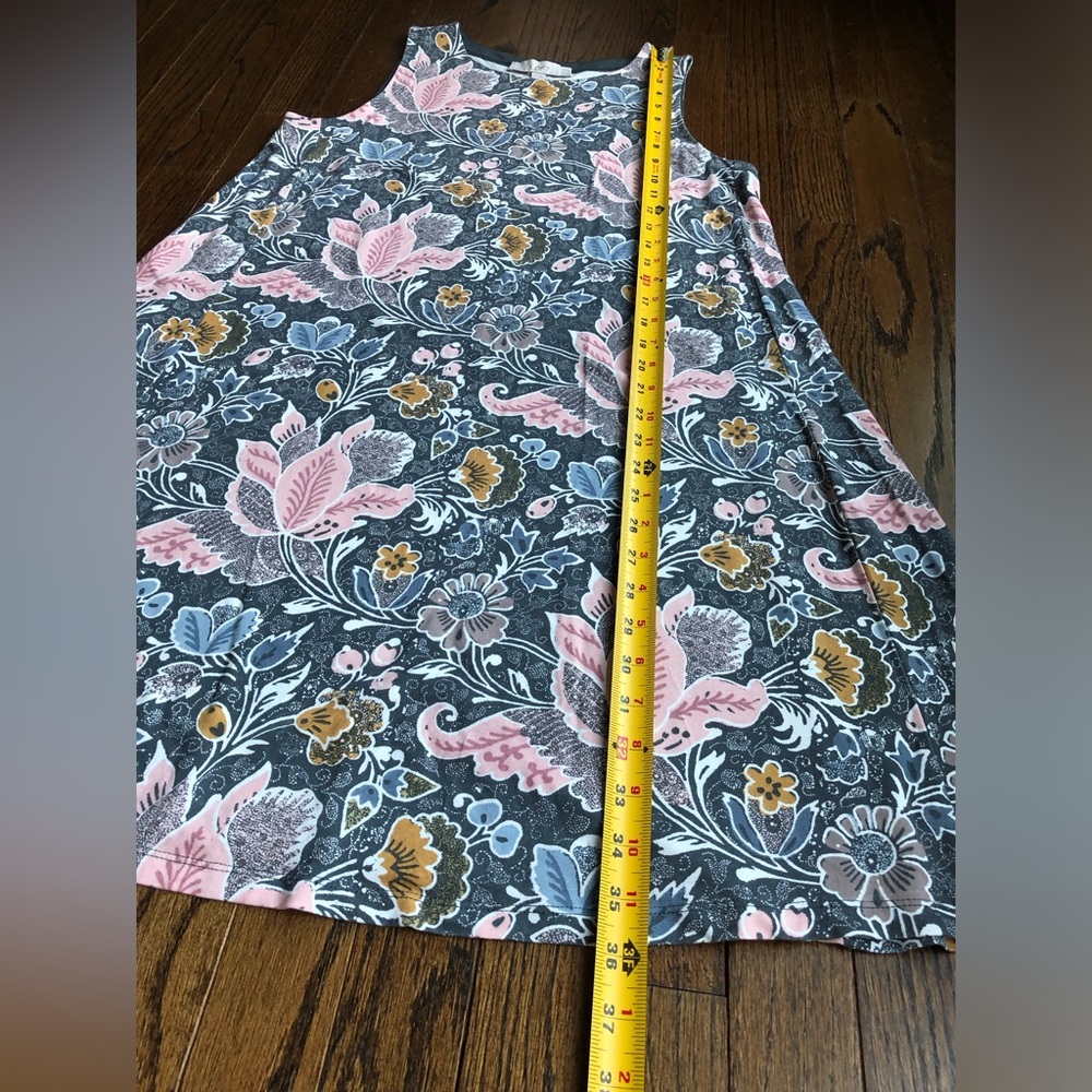 LOFT Women’s M Gray/Blue/Pink Floral Sleeveless Flowing A-Line Sun Dress - EUC! - Picture 4 of 9